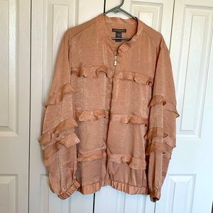 Kate and Mallory Ruffled Pink Lightweight Jacket. Sz 3X